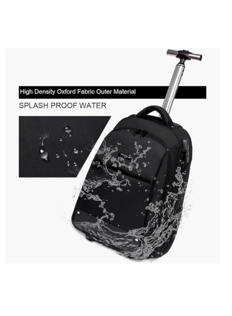 Travel Trolley Bag Rolling Laptop Backpack with Lock for Men Women Travel Backpack with Invisible Wheels Large Capacity Luggage Bag for Notebook Clothes Books Kids School Backpack for Boys Girls  - Image 5