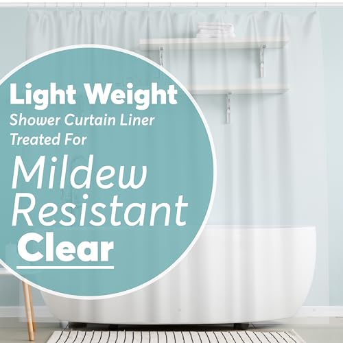 BIG FOOT BigFoot Shower Curtain Liner – 72 x 72 PEVA Light Weight Shower Curtain with 12 Rustproof Metal Grommet and 3 Magnetic Weights – Odor Free and Compatible with Standard Showers, Clear - Image 1
