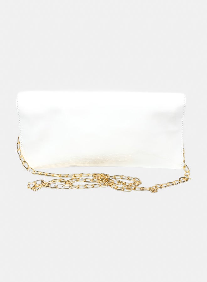 Glitter Women Bag with Cross Hand - White - Image 3