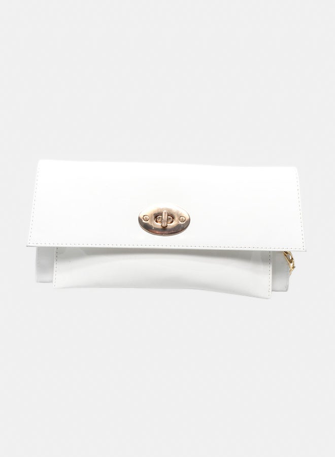 Glitter Women Bag with Cross Hand - White - Image 1