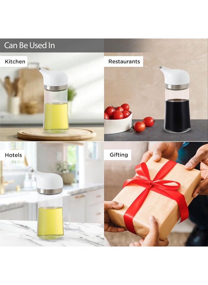 Kuber Industries Kuber Industries 140ml Small Glass Ghee/Oil Dispenser for Kitchen with Leakproof Lid | Vinegar & Oil Jar Container | Kitchen Oil Bottle | Oil Can Bottle | Vinegar Dispenser | White-1060137WH  - Image 5