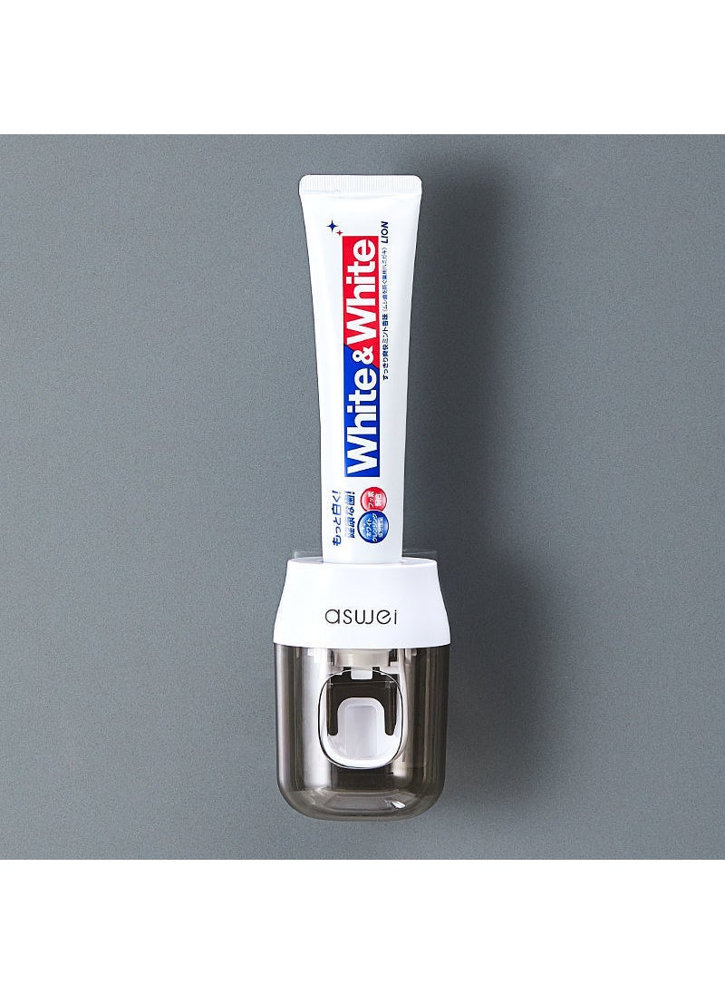 Generic Wall-Mounted Toothbrush Holder SetLight Luxury White [Grey Toothpaste Squeezer]] Light Luxury White [Grey Toothpaste Squeezer]] 