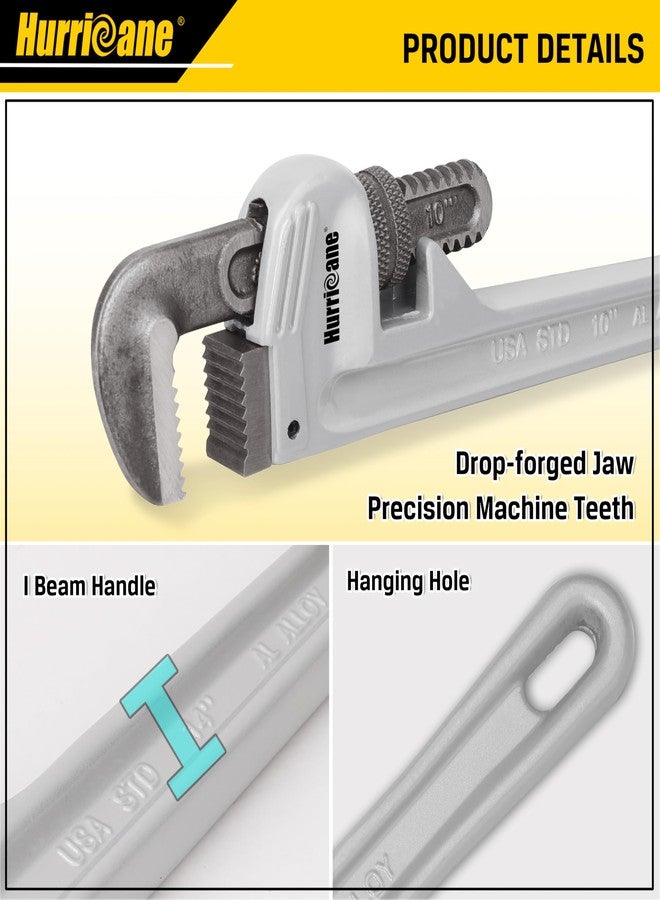 هوريكان مجموعة مفاتيح أنابيب ألومنيوم من هوريكان، مكونة من 3 قطع، 10 بوصة، 14 بوصة، 18 بوصة، مجموعة مفاتيح سباكة قابلة للتعديل شديدة التحمل، أخف وزنًا بنسبة 40%، نطاق استخدام أوسع - Image 3