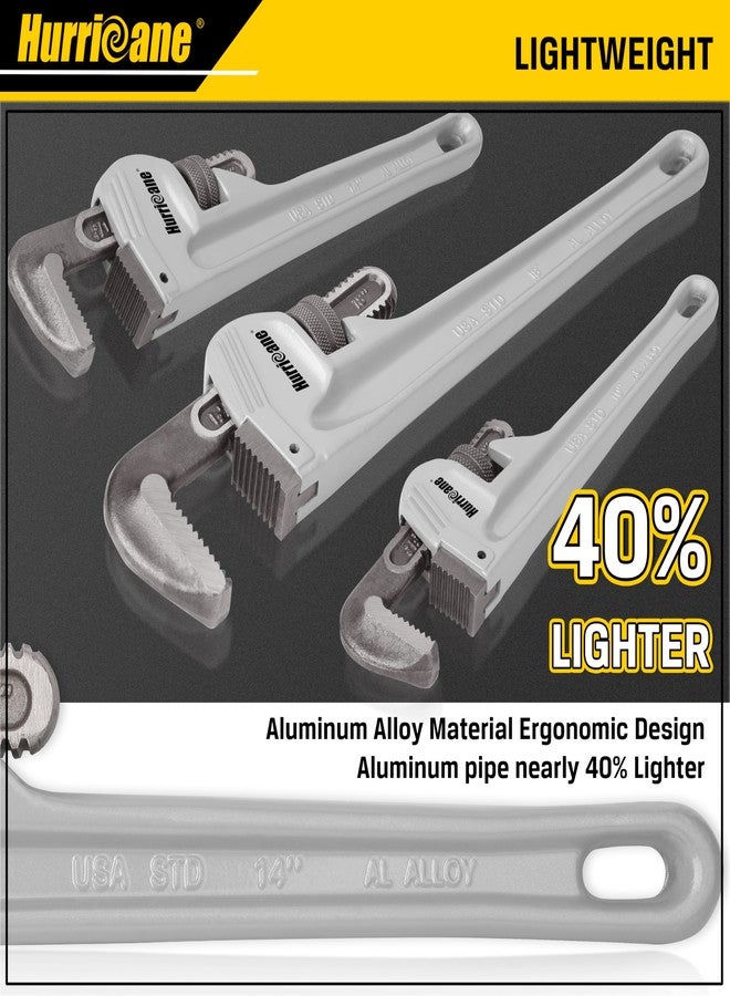 هوريكان مجموعة مفاتيح أنابيب ألومنيوم من هوريكان، مكونة من 3 قطع، 10 بوصة، 14 بوصة، 18 بوصة، مجموعة مفاتيح سباكة قابلة للتعديل شديدة التحمل، أخف وزنًا بنسبة 40%، نطاق استخدام أوسع - Image 4