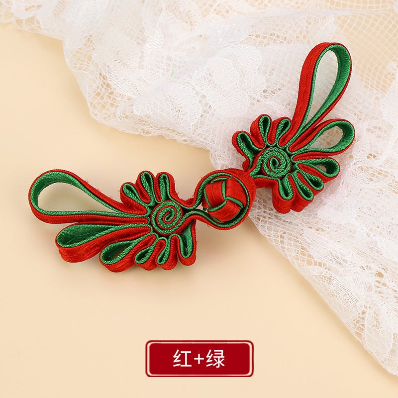Button Button Long Tail Chrysanthemum Chinese Handmade Cheongsam Top Buckle Traditional Ethnic Style Tang Suit Vintage Button Red + green * buckle about 10cm