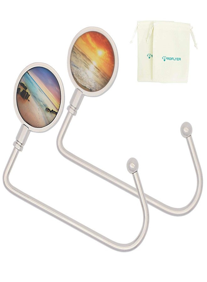 ROFLYER Purse Hook for Table,2 Pack Instant Purse Holder Bag Hanger,Long Womens Purse Hanger Handbag Pocketbook Holder Bag Storage, Stylish Desk Accessories for Women Office Lady Girl (Sunrise) - Image 1