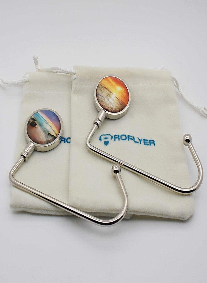 ROFLYER Purse Hook for Table,2 Pack Instant Purse Holder Bag Hanger,Long Womens Purse Hanger Handbag Pocketbook Holder Bag Storage, Stylish Desk Accessories for Women Office Lady Girl (Sunrise) - Image 2