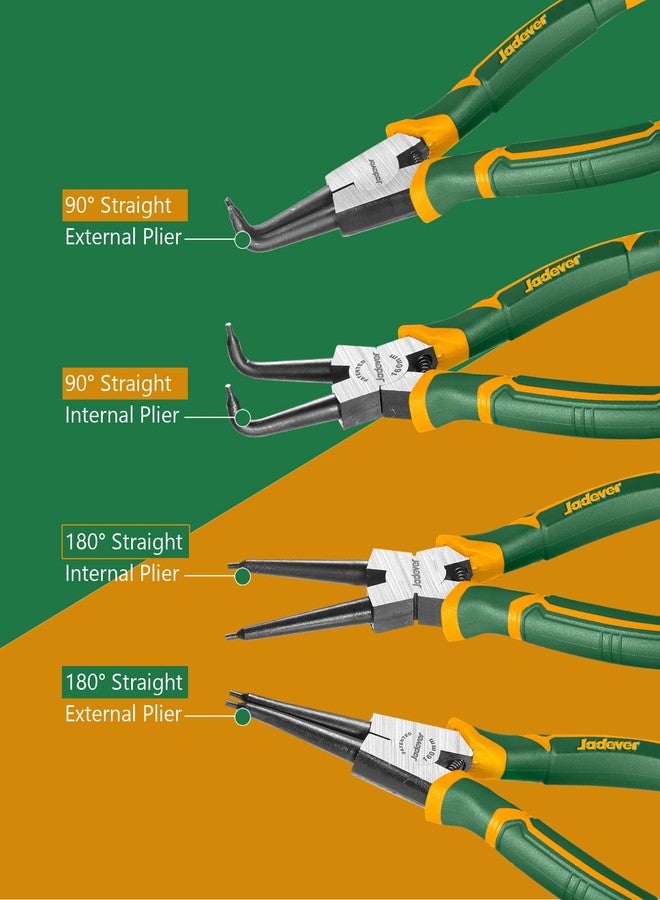 Jadever 4-Piece Circlip Pliers, 7-Inch Snap Ring Pliers Set, Straight & Bent Jaw (Internal/External), 5/64" Tip Diameter, Fit for Ring Remover/Retaining - Image 3
