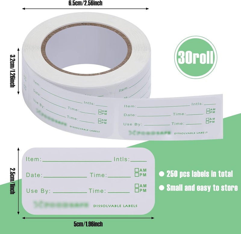 Outus 7500 Pieces Food Labels for Containers 1 x 2 Inch Expiration Date Stickers Waterproof Meal Prep Dissolvable Food Storage Labels Freezer Tape Easy to Write for Home Kitchen Restaurant Supplies - Image 2