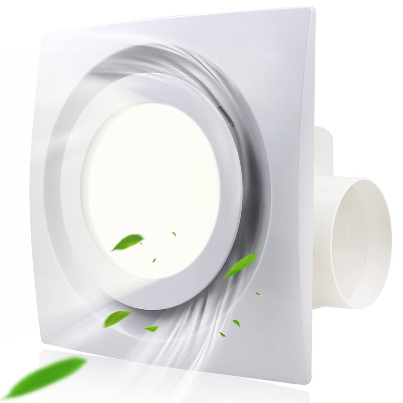 Ultra Quiet Bathroom Ventilation Fan with Light  110 Cfm White Round Ideal for BathroomShowerRestroomHomeOffice