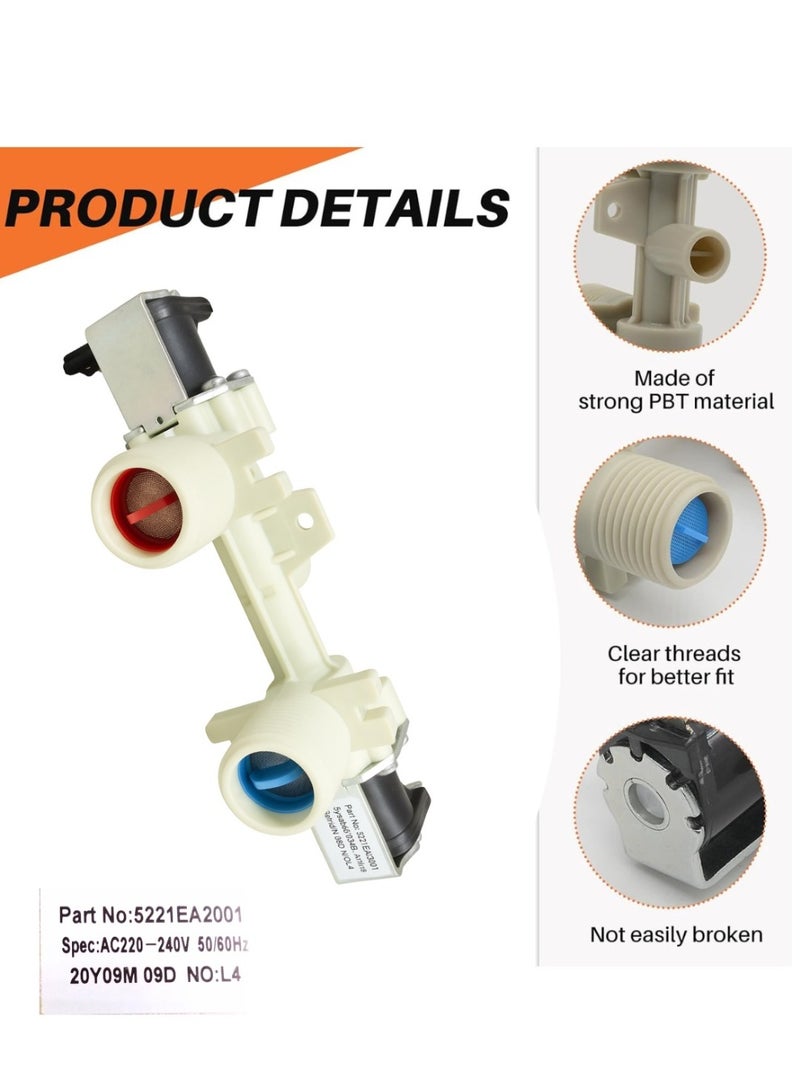 Washing Machine Dual Water Inlet Valve For LG WF-T652A, WF-T653A, WF-T655A - Image 4