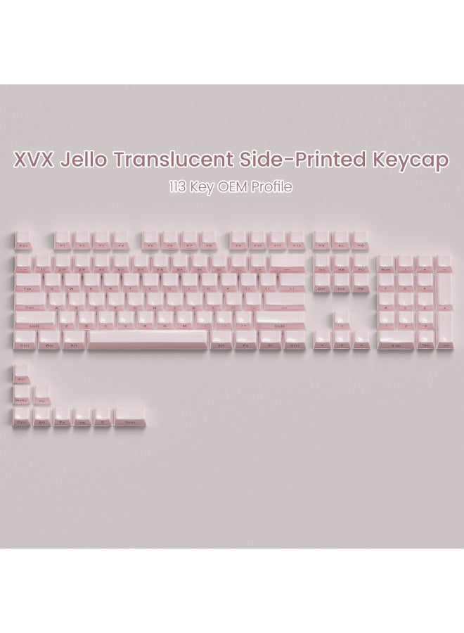 XVX "Crystal Jelly" Series Two-color Molding PC Crystal Side Engraved 113 Keys With Ergonomic Key Caps-Color:Keycap-two-color Opaque-oem-crystal-side Engraving-pink-113  - Image 1