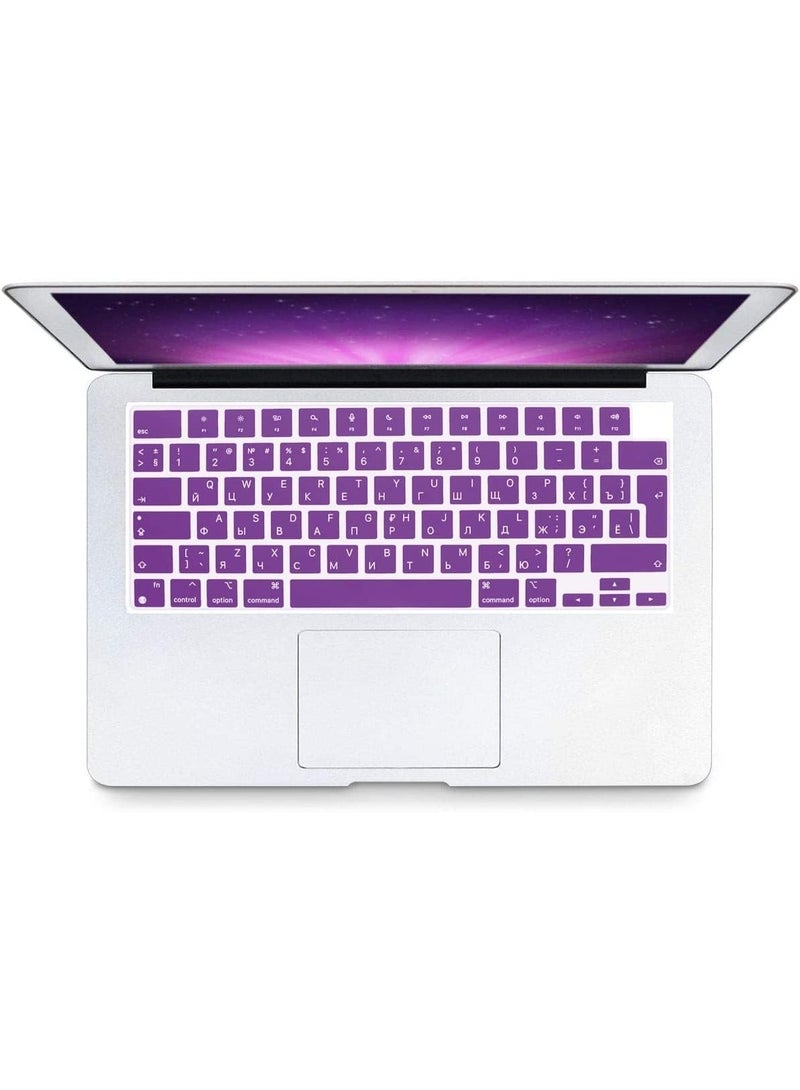 مافانز تخطيط الاتحاد الأوروبي/المملكة المتحدة  غطاء لوحة مفاتيح سيليكون روسي/إنجليزي متوافق مع MacBook New Air 13.6" & 15.3" M3/M2 & MacBook New Pro 14.2" & 16.2" M4/M3/M2/M1 إصدار 2024/2023/2022/2021"  بنفسجي - Image 3