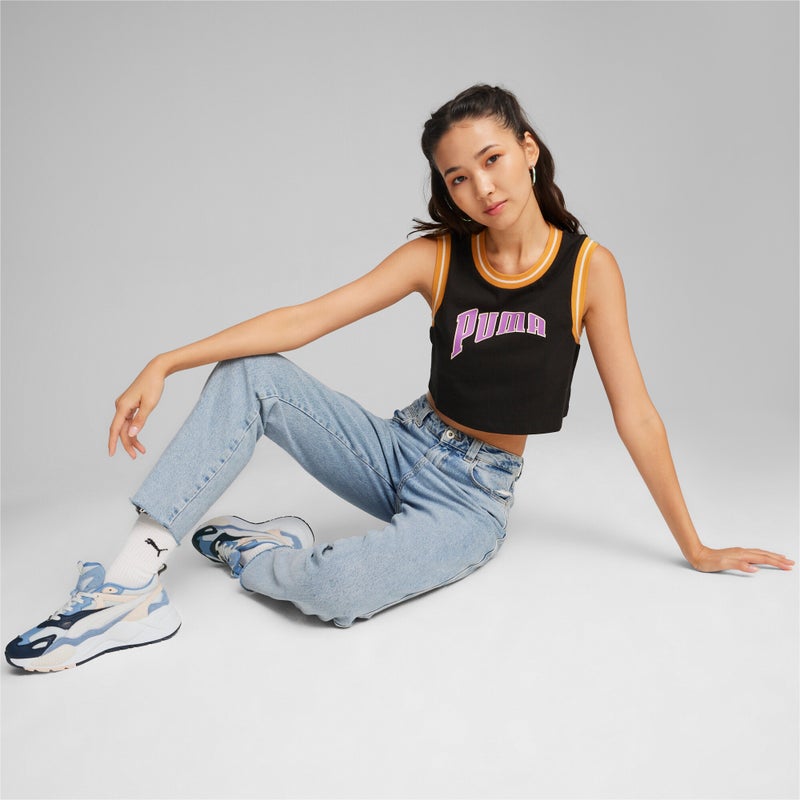 PUMA TEAM Graphic Womens Black Crop Top - Image 5