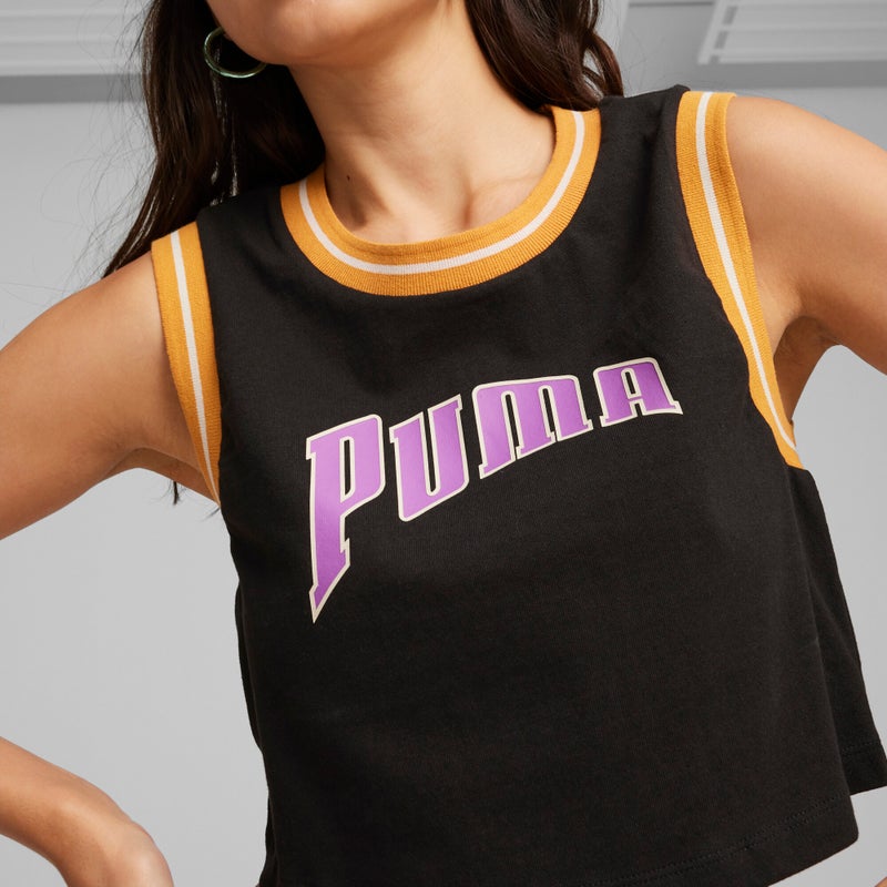 PUMA TEAM Graphic Womens Black Crop Top - Image 3