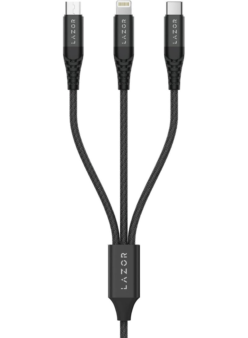 ELTRAZONE UC511 3-in-1 Fast Charging Data Cable – Type-C, Micro-USB, and Lightning Connectors - Image 3