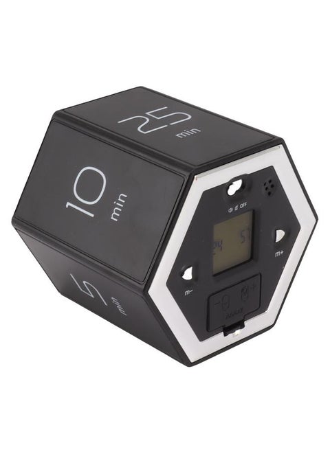 Hex Flip Timer with Mute Alarm Function Magnetic Time Management Cube Timer with LCD Screen for Cooking Studying Working Black