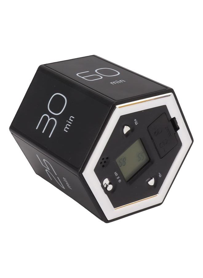 Hex Flip Timer with Mute Alarm Function Magnetic Time Management Cube Timer with LCD Screen for Cooking Studying Working Black