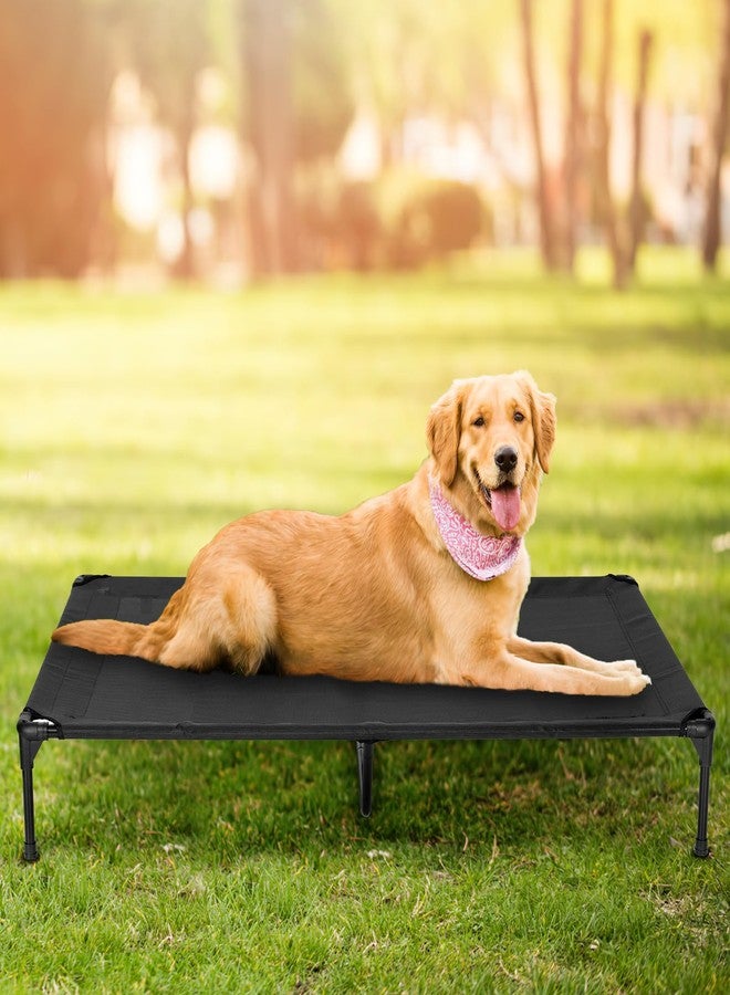 PVY Cooling Elevated Dog Bed, Outdoor Raised Pet Cot, Metal Frame with Washable Breathable Mesh, Large, Black - Image 5
