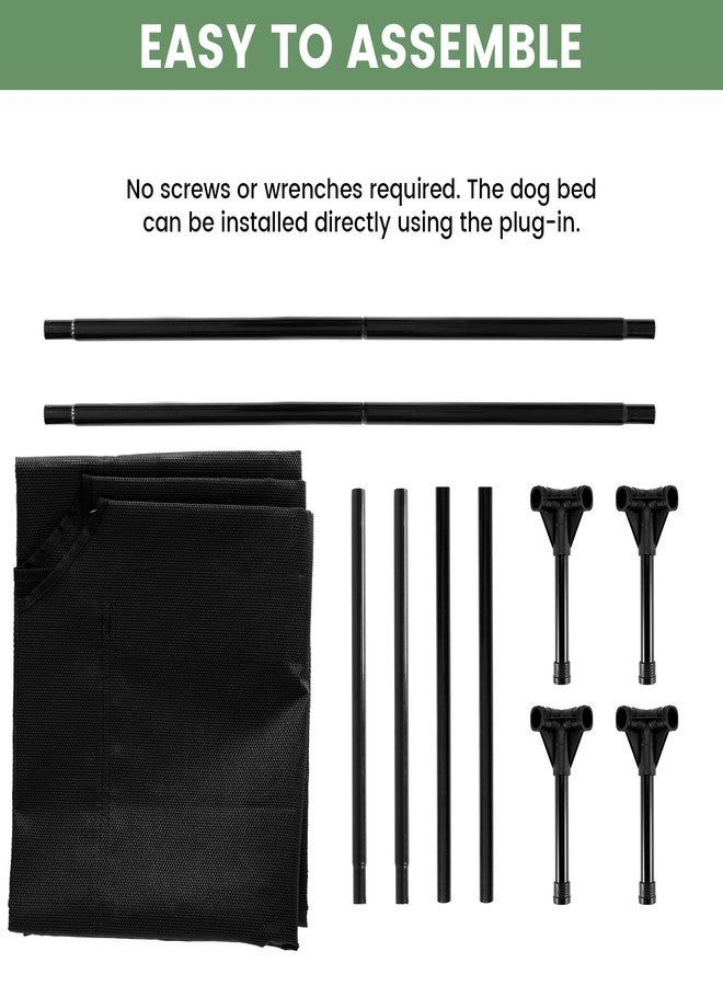 PVY Cooling Elevated Dog Bed, Outdoor Raised Pet Cot, Metal Frame with Washable Breathable Mesh, Large, Black - Image 4