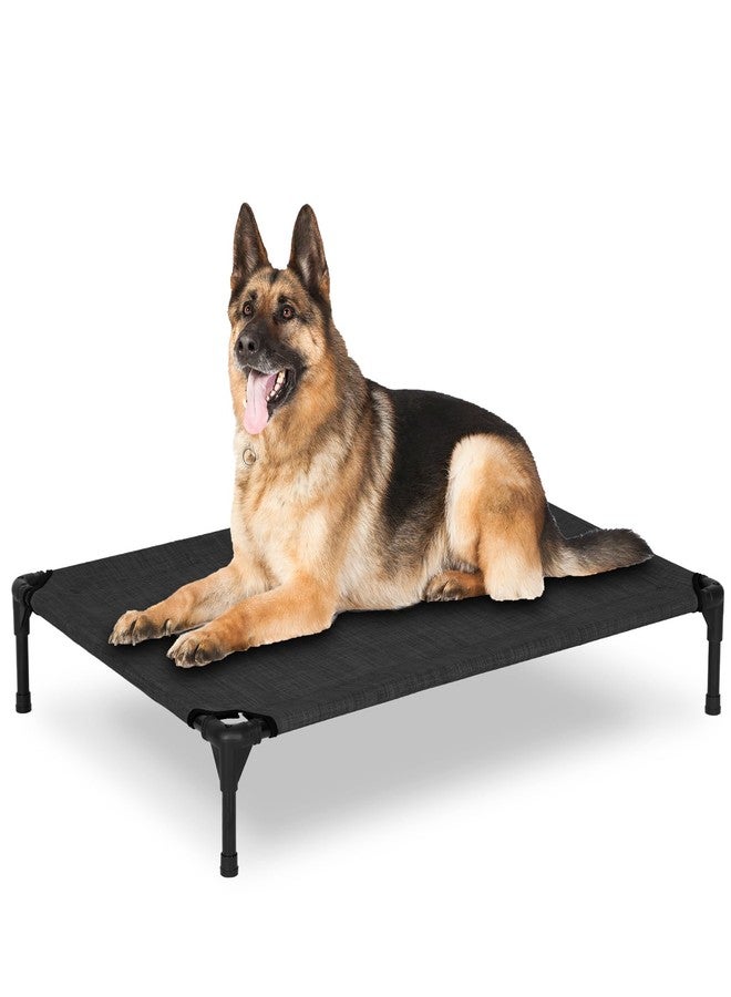 PVY Cooling Elevated Dog Bed, Outdoor Raised Pet Cot, Metal Frame with Washable Breathable Mesh, Large, Black - Image 1