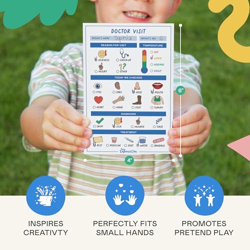 Tiny Expressions Playtime Notepads - 2-Pack Kids Pretend Play Notepads - 40 Pages Order-Taking Restaurant & 40 Pages Doctor Visit Notepad - Waiter and Doctor Imaginative Role Play - Image 3