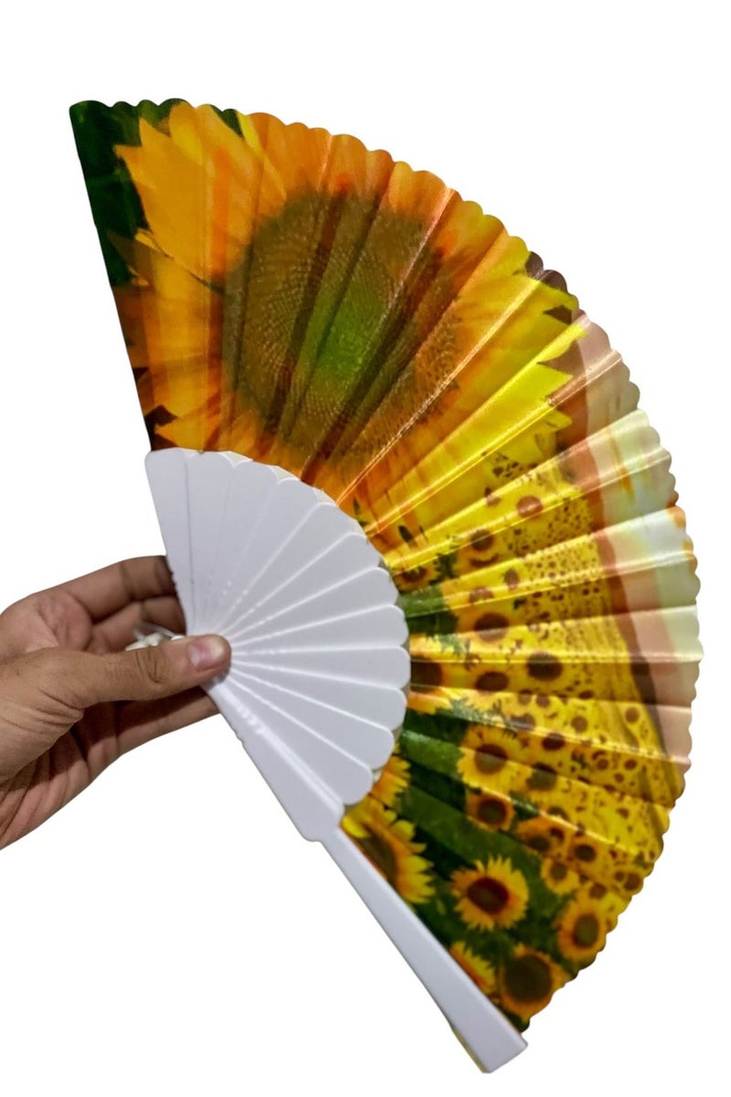 Folding Fan, Style Handheld Fan with Fabric Plastic Frame for Wedding Party Dancing - Image 3