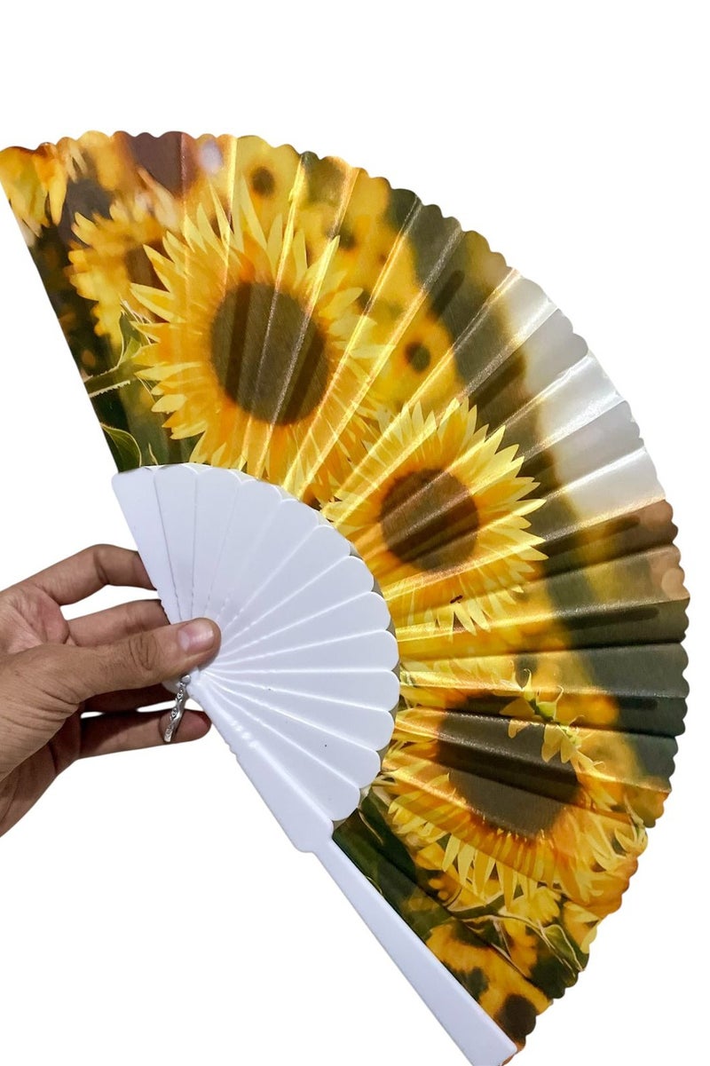 Folding Fan, Style Handheld Fan with Fabric Plastic Frame for Wedding Party Dancing - Image 5