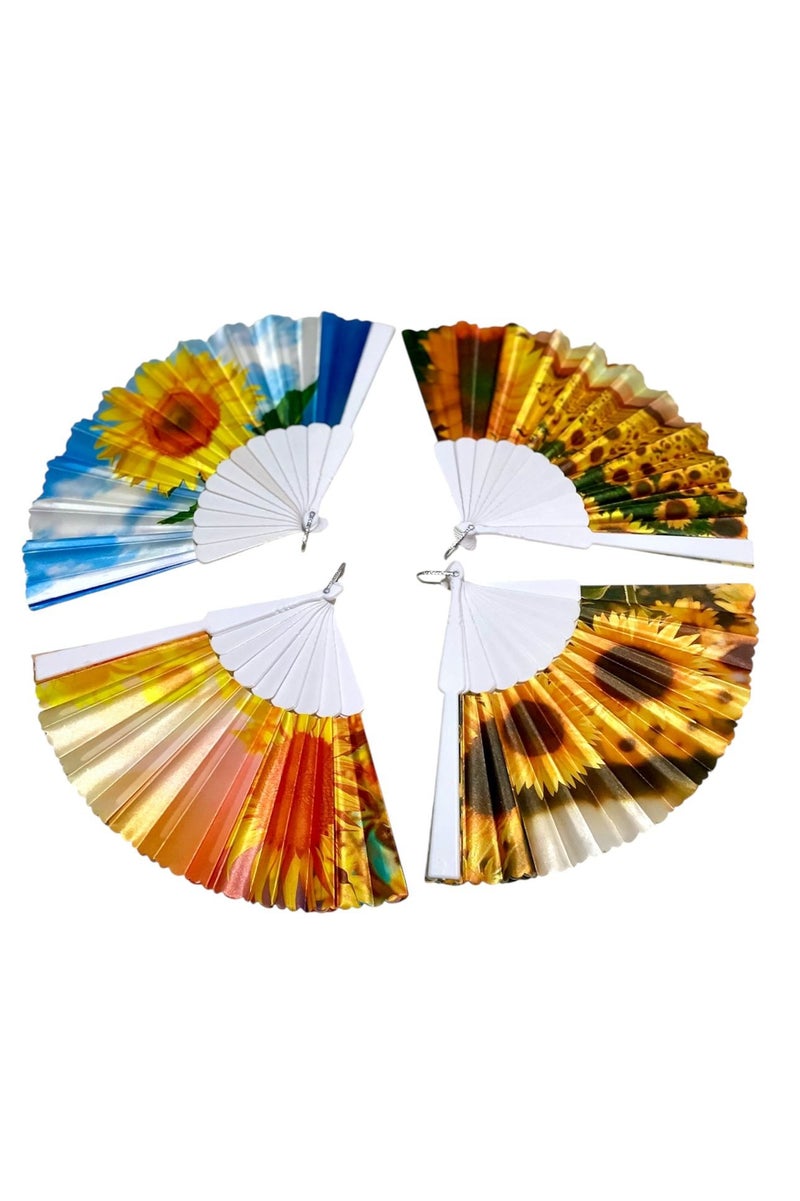 Folding Fan, Style Handheld Fan with Fabric Plastic Frame for Wedding Party Dancing - Image 3