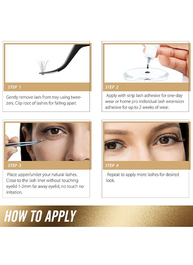 Depend - Long And Soft Stem Premade Volume Fans Fake False Eyelashes Grafting Natural Easy To Use Easy Fan Volume D Curl Lightweight Extension For Home DIY Salon For Pros And Beginners 4D (9-16mm Mix) - Image 1