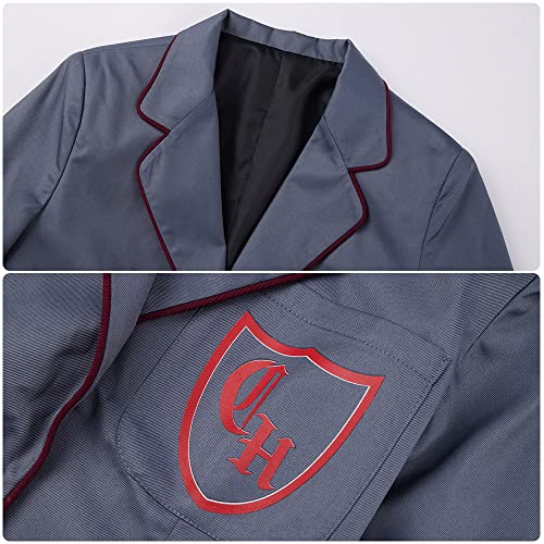 Cos-Animefly Musical Cosplay Gray Costume School Women Girl Dress Uniform Suit Skirt Tie Halloween Party Outfit - Image 5