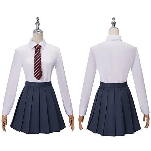 Cos-Animefly Musical Cosplay Gray Costume School Women Girl Dress Uniform Suit Skirt Tie Halloween Party Outfit - Image 3