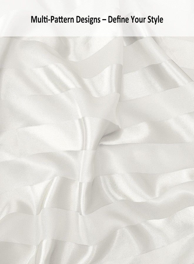 Lirex Satin Fitted Sheet, Silky & Soft Polyester Satin Weave Bed Sheets, 14" Deep Pocket with Elastic Corner Straps, King, White Stripes - Image 5