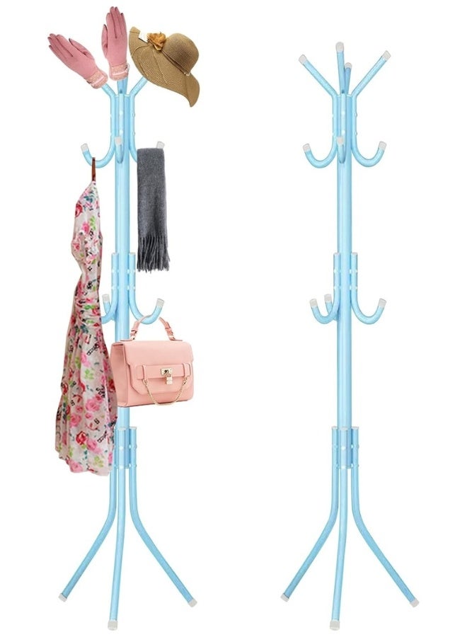 Coat Rack, Freestanding Coat Rack with 8 Hooks and 3 Adjustable Size Tree Coat Racks for Bedroom, Hallway, Entrance, Office, for Hats, Coats, Scarves, Handbags (Blue) - Image 4