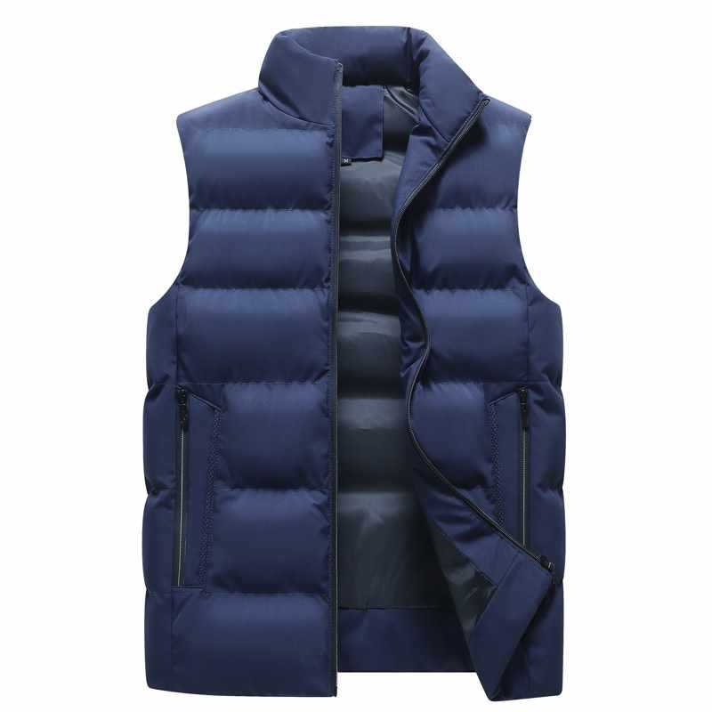 Plus-Size Men'S Vest, Stand Collar, Sleeveless Thickened Warm Vest Jacket - Image 4