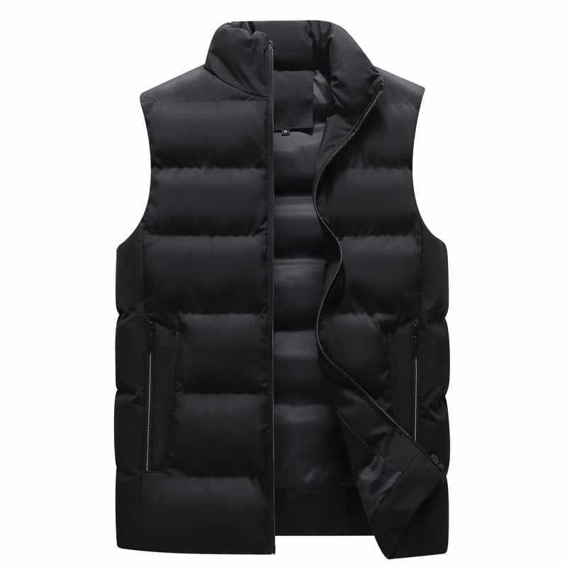 Plus-Size Men'S Vest, Stand Collar, Sleeveless Thickened Warm Vest Jacket - Image 5