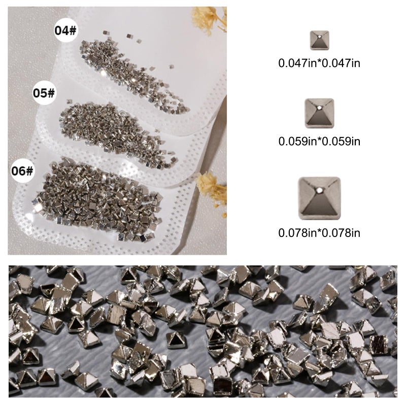WOKOTO 600 PCS Silver Pyramid Nail Charms, 3D Silver Pyramid Rivet For Nails, Metal Punk Nail Studs, Gothic Nail Charms, Cone Studs - Image 4