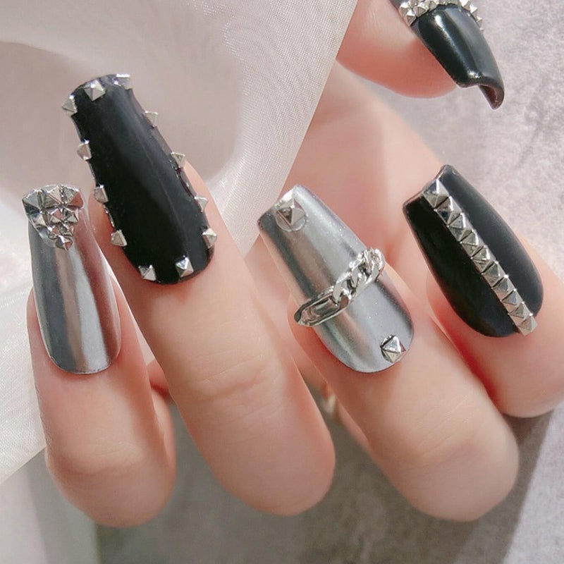 WOKOTO 600 PCS Silver Pyramid Nail Charms, 3D Silver Pyramid Rivet For Nails, Metal Punk Nail Studs, Gothic Nail Charms, Cone Studs - Image 5