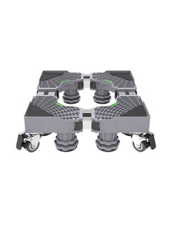 ET-LIFE Upgraded Length Adjustable Double Tube Washing Machine Base, Refrigerator Stand with Movable Roller, Grey - 8 Strong Feet & 4 Movable Roller 4 Locking Rubber Swivel  - Image 1