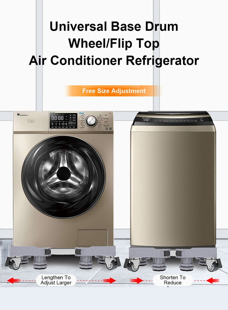 ايتي لايف ترقية طول قابل للتعديل قاعدة مزدوجة أنبوب غسالة ، ثلاجة حامل مع الأسطوانة تتحرك ، رمادي - 8 أقدام قوية و 4 اسطوانات تتحرك 4 قفل المطاط الحنفيات - Image 5