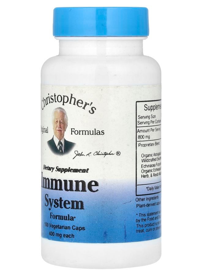 Christopher's Original Formulas Immune System Formula 400 mg 100 Vegetarian Caps (200 mg Per Cap) - Image 2