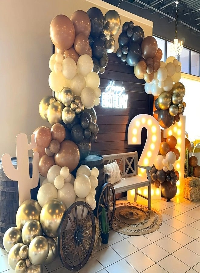 Paeyeq Brown and Black Balloon Garland Arch Kit, Nude Dark Brown Tan Black Gold White Sand Latex Party Balloons for Cowboy Western Wild West First Rodeo Country Farm Baby Shower Birthday Party Decorations - Image 3