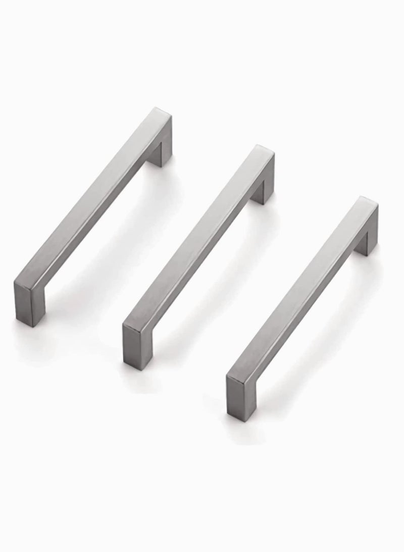 Stainless Steel Handles,  3 Pack 5 Inches Kitchen Cabinet Handles, Stainless Steel Drawer Dresser Hollow Pulls, Cupboard Square Bar Pulls Brushed  - Image 1