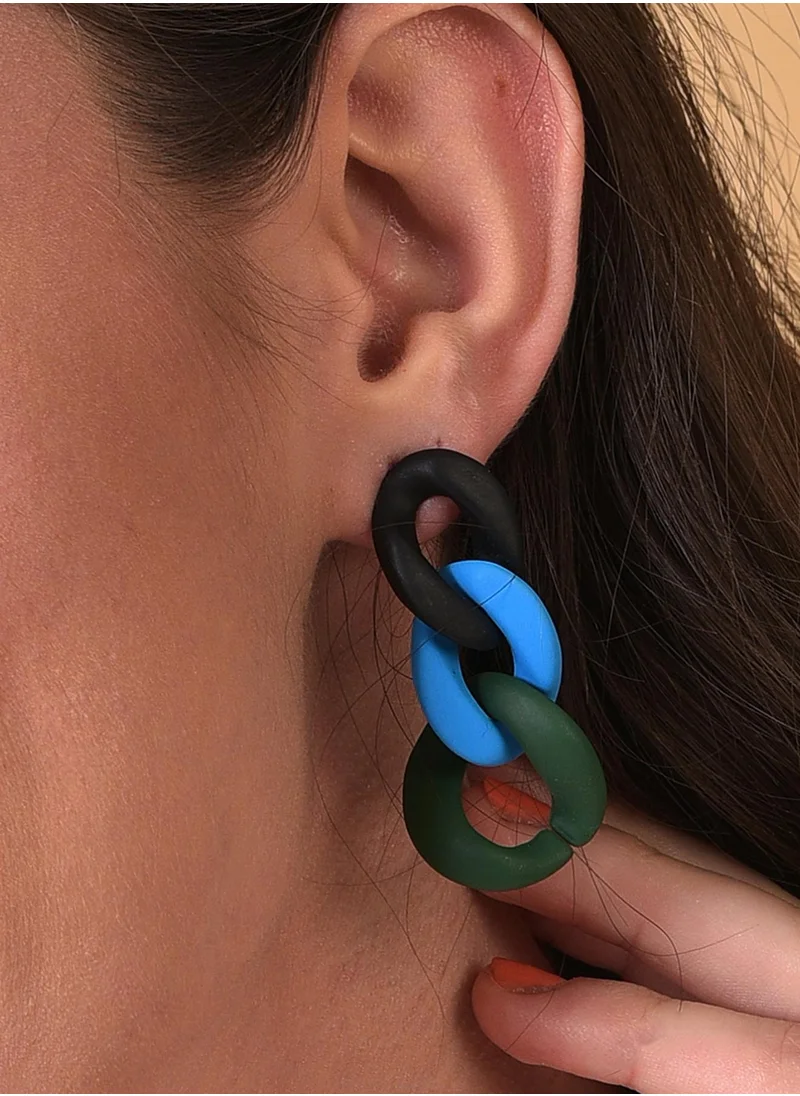 SOHI Multicoloured Contemporary Drop Earrings