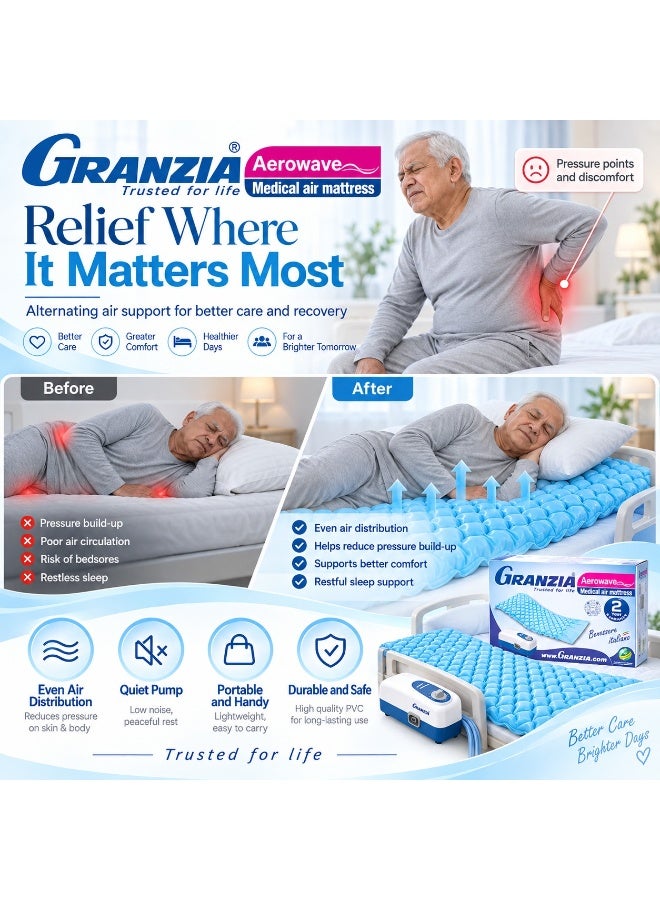  جرانزيا مرتبة هوائية طبية GRANZIA Aerowave مقاس Twin قابلة للنفخ من PVC مع مضخة هواء قابلة للضبط وطقم إصلاح - Image 4
