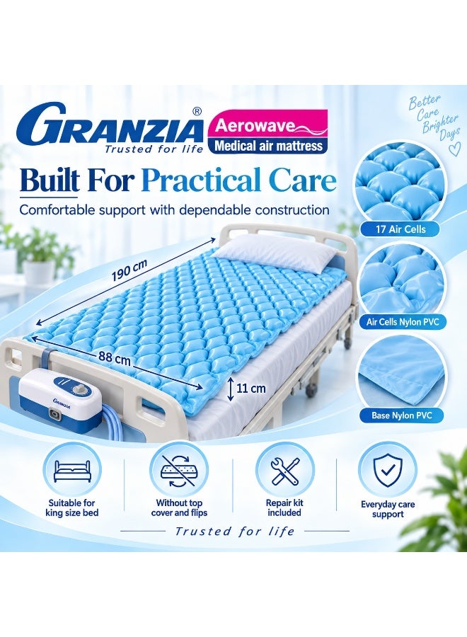  جرانزيا مرتبة هوائية طبية GRANZIA Aerowave مقاس Twin قابلة للنفخ من PVC مع مضخة هواء قابلة للضبط وطقم إصلاح - Image 5