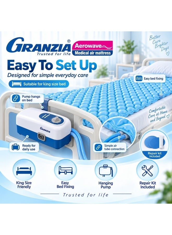  جرانزيا مرتبة هوائية طبية GRANZIA Aerowave مقاس Twin قابلة للنفخ من PVC مع مضخة هواء قابلة للضبط وطقم إصلاح - Image 1