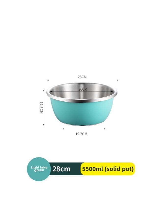 Generic 304 Stainless Steel Colorful Cooking Basin With Lid Salad Basin Baking And Noodle Egg Bowl Baby Washing Bottle Draining Basin-规格:304料理盆-28CM-淡湖绿-颜色:默认项  - Image 1