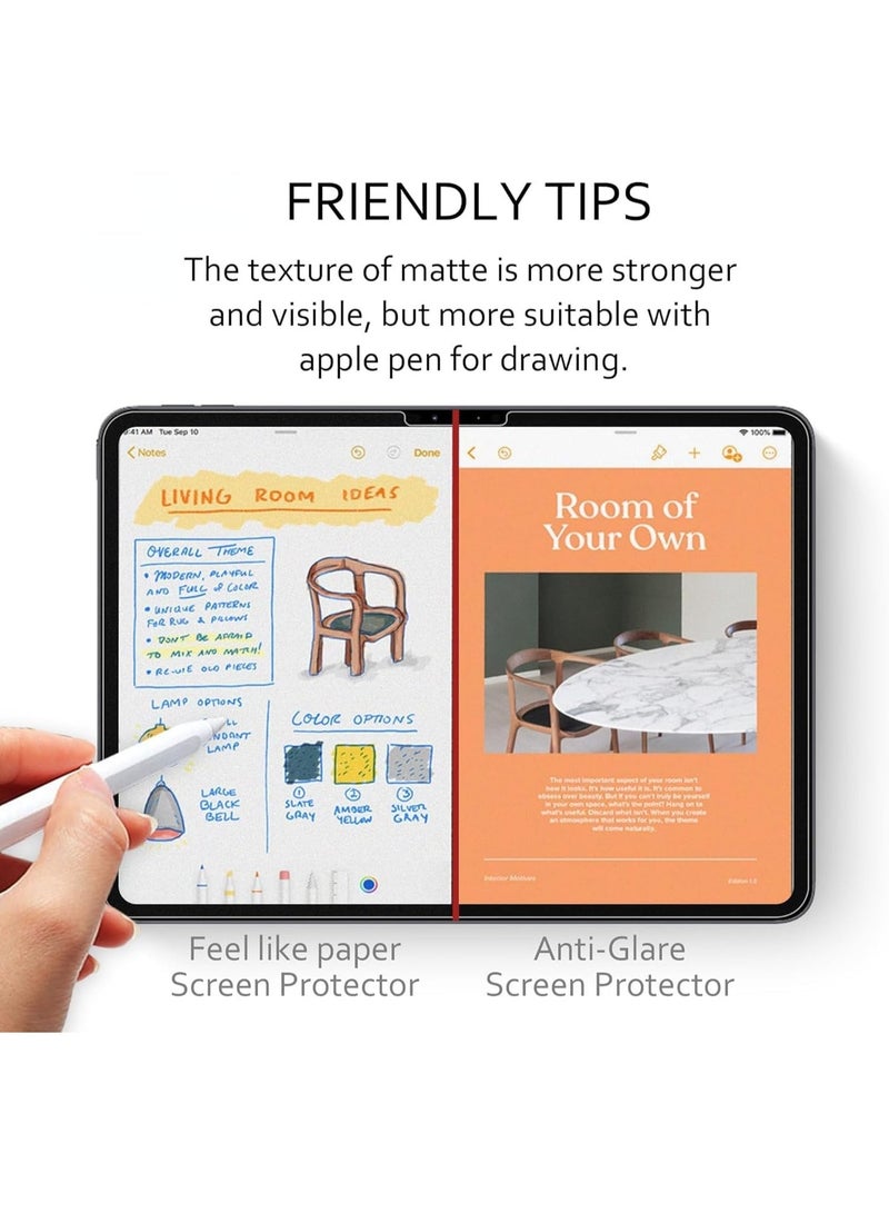 2 Packs Paper-Feel Screen Protector for iPad Pro 13-inch (M5/M4 2025/2024)/iPad Air 13-inch(M4/M3/M2  2026/2025/2024),Anti-Glare Matte PET Anti Reflection Film, Write and Draw Like on Paper - Image 4