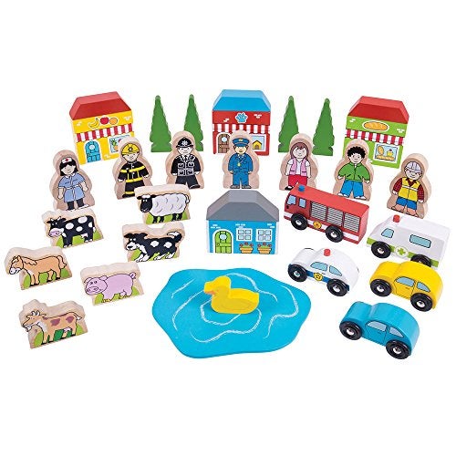 Bigjigs Rail مجموعة ملحقات السكك الحديدية من بيججيج - ملحقات مجموعة القطارات الخشبية متعددة الألوان - Image 1
